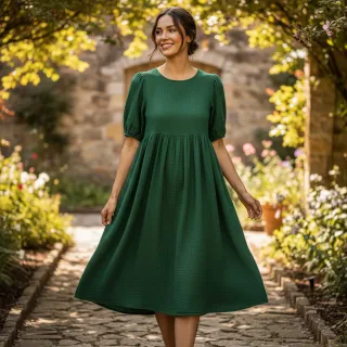 Dupla géz/muszlin dark green ORGANIC