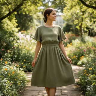 Dupla géz/muszlin moss green ORGANIC