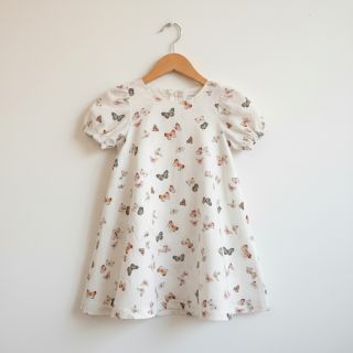 Dupla géz/muszlin Butterflies white digital print