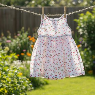 Dupla géz/muszlin Cherries white digital print