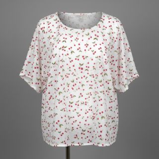 Dupla géz/muszlin Cherries white digital print