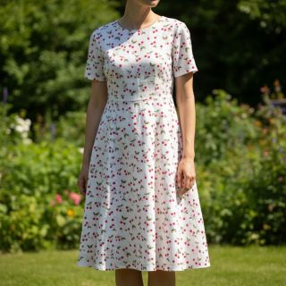 Dupla géz/muszlin Cherries white digital print