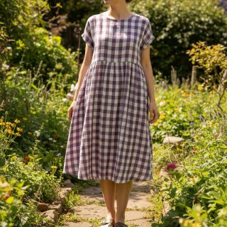 Dupla géz/muszlin Double sided CHECKS MINI grape