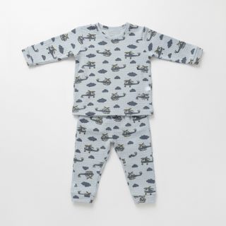 Dupla géz/muszlin Helicopters light blue