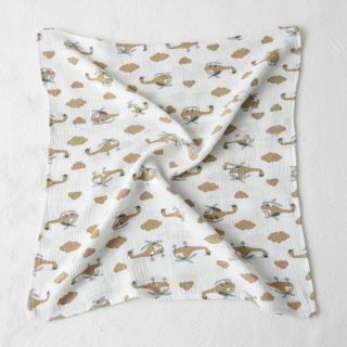 Dupla géz/muszlin Helicopters off white