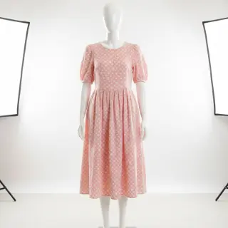 Dupla géz/muszlin JACQUARD Dots pink