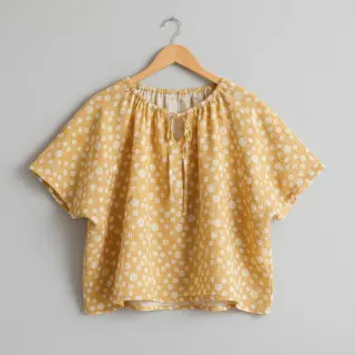 Dupla géz/muszlin JACQUARD Dots dark yellow