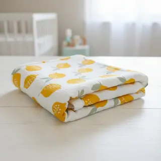 Dupla géz/muszlin Lemons white