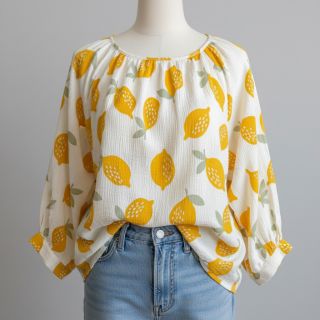 Dupla géz/muszlin Lemons white