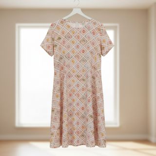 Dupla géz/muszlin Geo watercolour mauve digital print