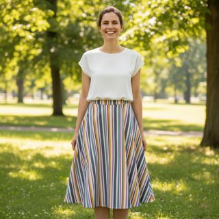 Dupla géz/muszlin yarn dyed Stripe purple