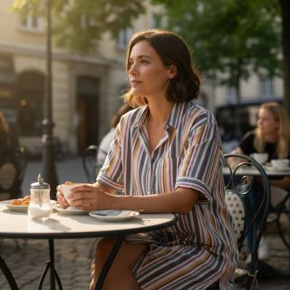 Dupla géz/muszlin yarn dyed Stripe purple