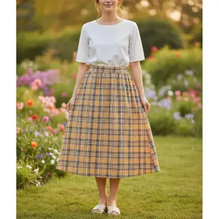 Dupla géz/muszlin Double sided CHECKS multicolour brown