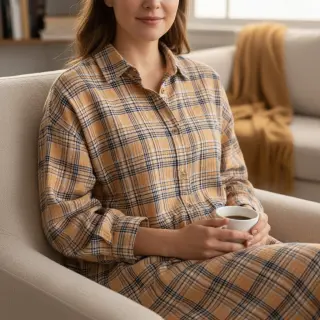 Dupla géz/muszlin Double sided CHECKS multicolour brown