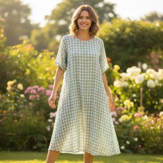 Dupla géz/muszlin Double sided CHECKS MINI nile