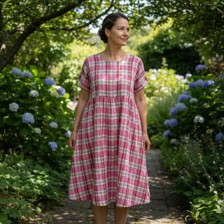 Dupla géz/muszlin Double sided CHECKS pink