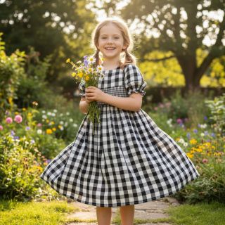 Dupla géz/muszlin Double sided CHECKS MINI black