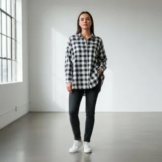 Dupla géz/muszlin Double sided CHECKS MINI black