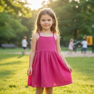 Dupla géz/muszlin fuchsia