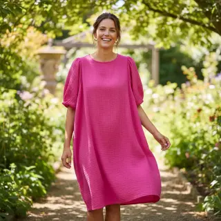 Dupla géz/muszlin fuchsia ORGANIC