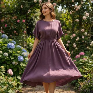 Dupla géz/muszlin aubergine