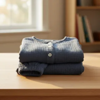 Dupla géz/muszlin jeans blue ORGANIC