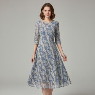 Pamutvászon JEANS EMBROIDERY Flora design B