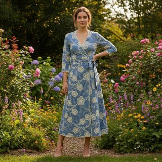 Pamutvászon JEANS EMBROIDERY Flora design D