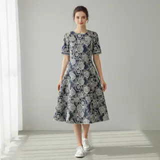 Pamutvászon JEANS EMBROIDERY Niva design A