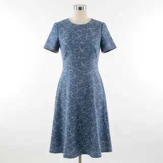 JEANS DENIM JACQUARD Flowers indigo