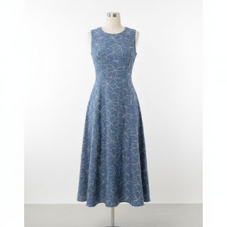 JEANS DENIM JACQUARD Flowers indigo