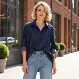 Pamutvászon JEANS FOIL Flowers