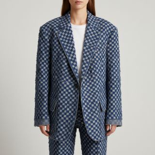 JEANS Check Jacquard DARK BLUE