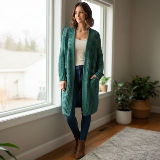 Pulóver anyag BIG KNIT ocean green