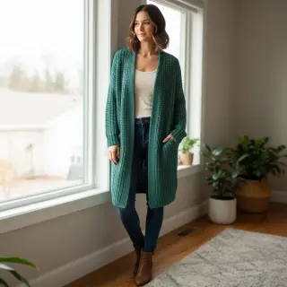 Pulóver anyag BIG KNIT ocean green