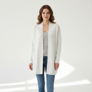 Kötött kelme jacquard Cable white