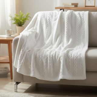 Kötött kelme jacquard Cable white