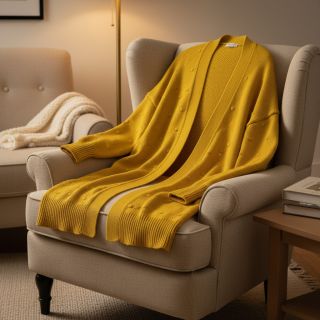 Pulóver anyag BIG KNIT DOT ochre