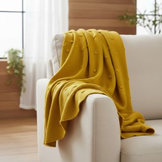 Pulóver anyag BIG KNIT DOT ochre