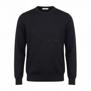 Pulóver anyag BIG KNIT DOT black