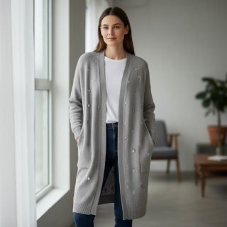 Pulóver anyag BIG KNIT DOT grey