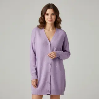 Pulóver anyag BIG KNIT DOT violet