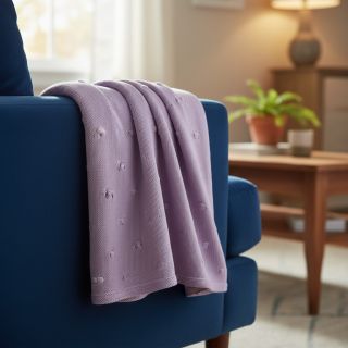 Pulóver anyag BIG KNIT DOT violet