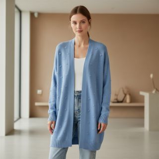 Pulóver anyag BIG KNIT DOT blue