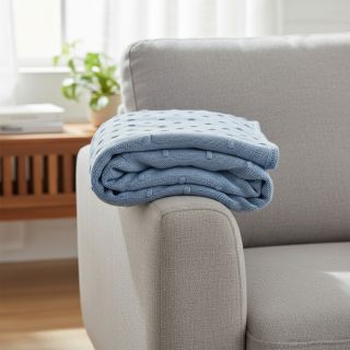 Pulóver anyag BIG KNIT DOT blue