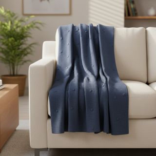 Pulóver anyag BIG KNIT DOT navy