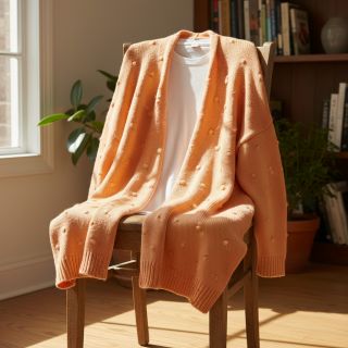 Pulóver anyag BIG KNIT DOT peach