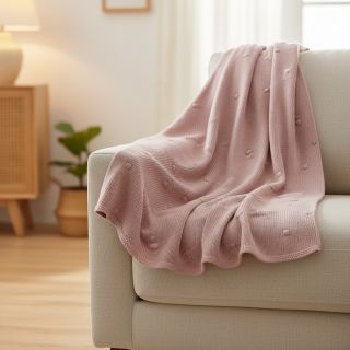 Pulóver anyag BIG KNIT DOT old pink