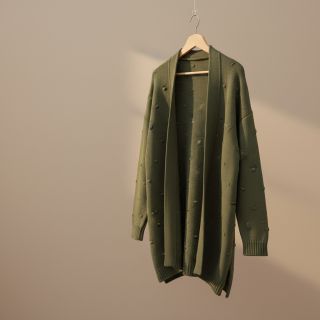 Pulóver anyag BIG KNIT DOT camo green