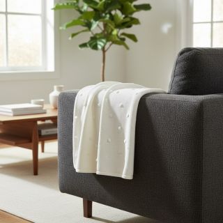 Pulóver anyag BIG KNIT DOT off white